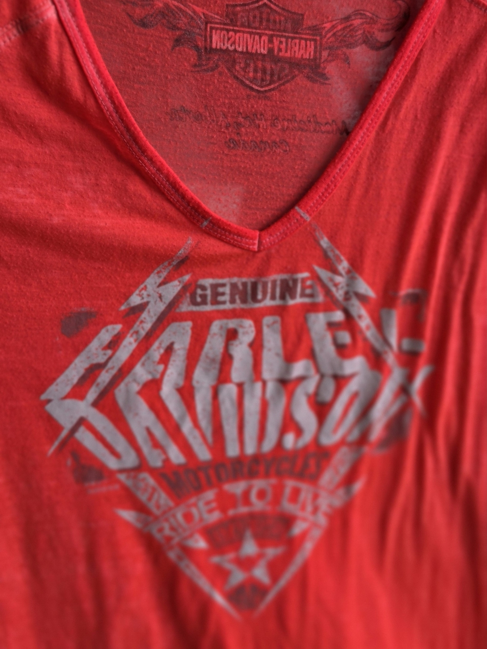 Harley-Davidson Red V-Neck Graphic Tank with Silver Logo